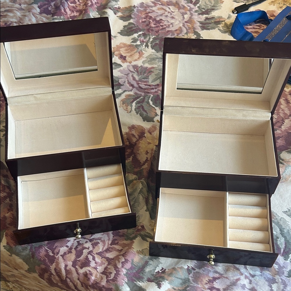 New Elegant Brown Jewelry Box Set with mirror lid